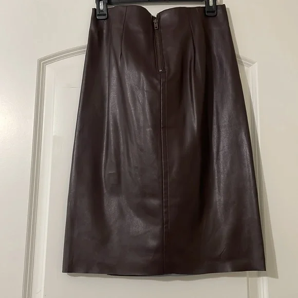 LOFT Plum Faux Leather Pencil Skirt - Picture 2 of 2
